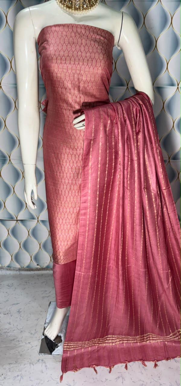 Bhagalpuri Katan Silk 3PC Unstitched Suit