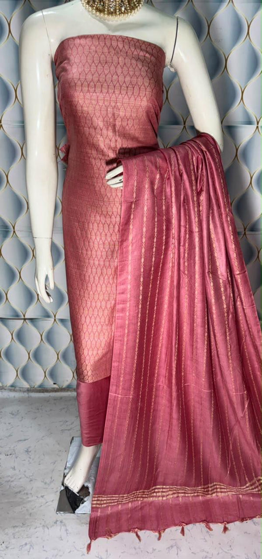 Bhagalpuri Katan Silk 3PC Unstitched Suit