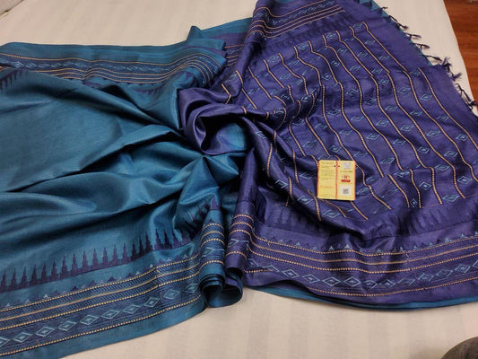 Pure Tussar By Tussar Silk Embroidery Work Saree With Running Blouse.