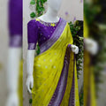 Banarasi Handloom Weaved Khaddi  Semi Georgette Saree with Zari Work