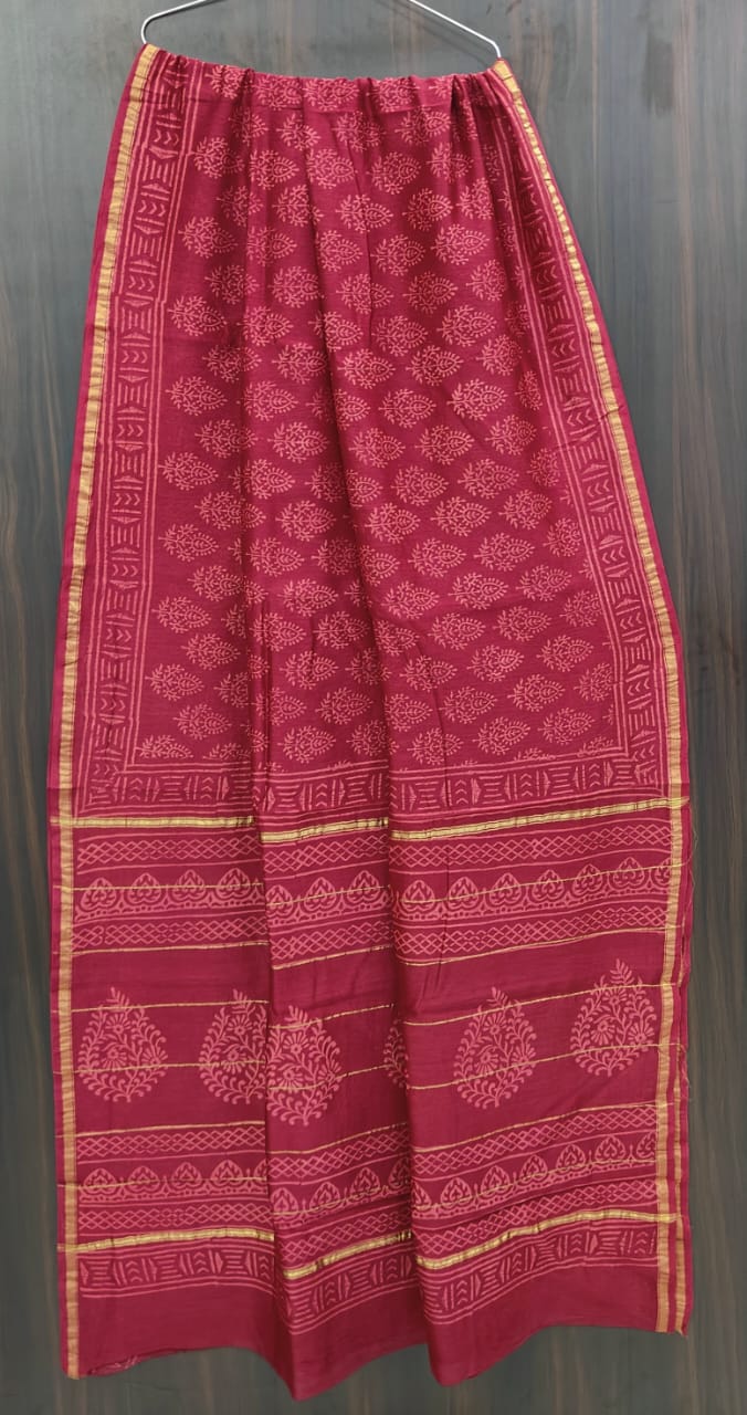 Traditional Hand-block Print Chanderi Silk Saree