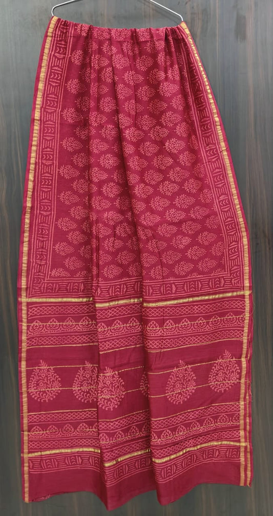 Traditional Hand-block Print Chanderi Silk Saree