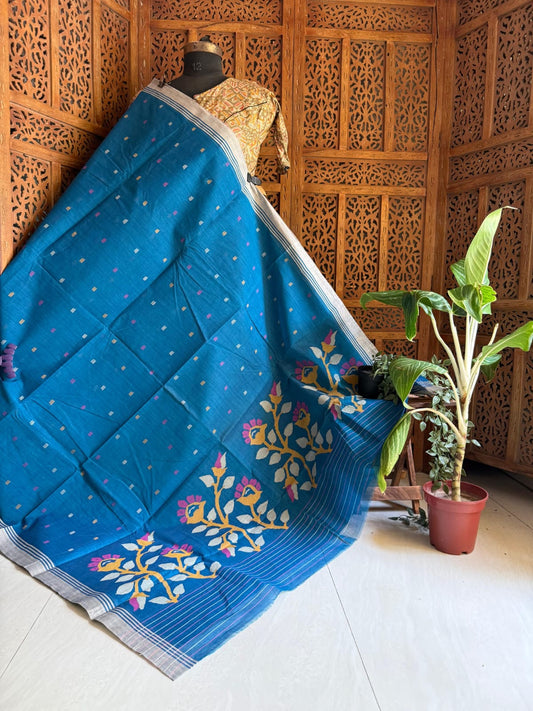 Pure Cotton needle work jamdani Saree