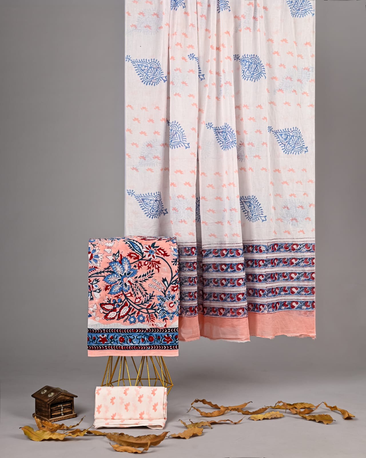 Exclusive new hand block printed cotton suits with cotton duptta
