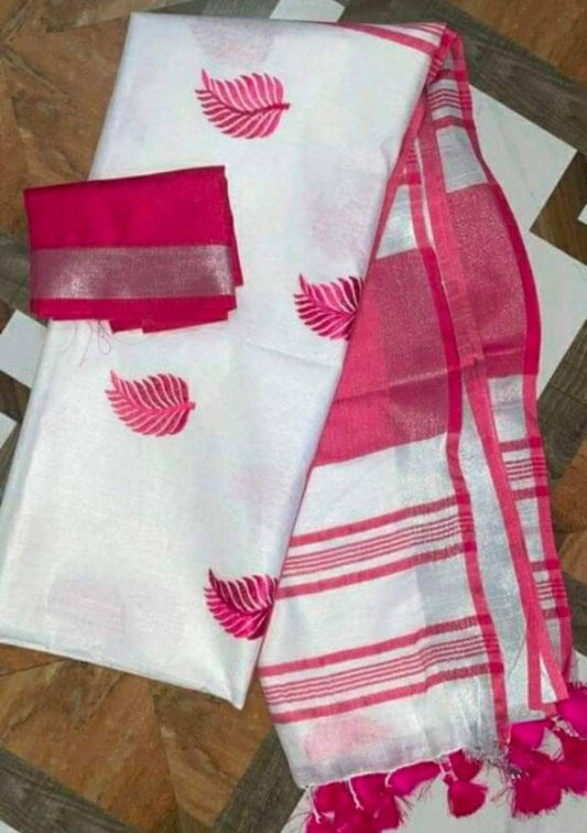 Kota slub embroidery Work saree With Blouse