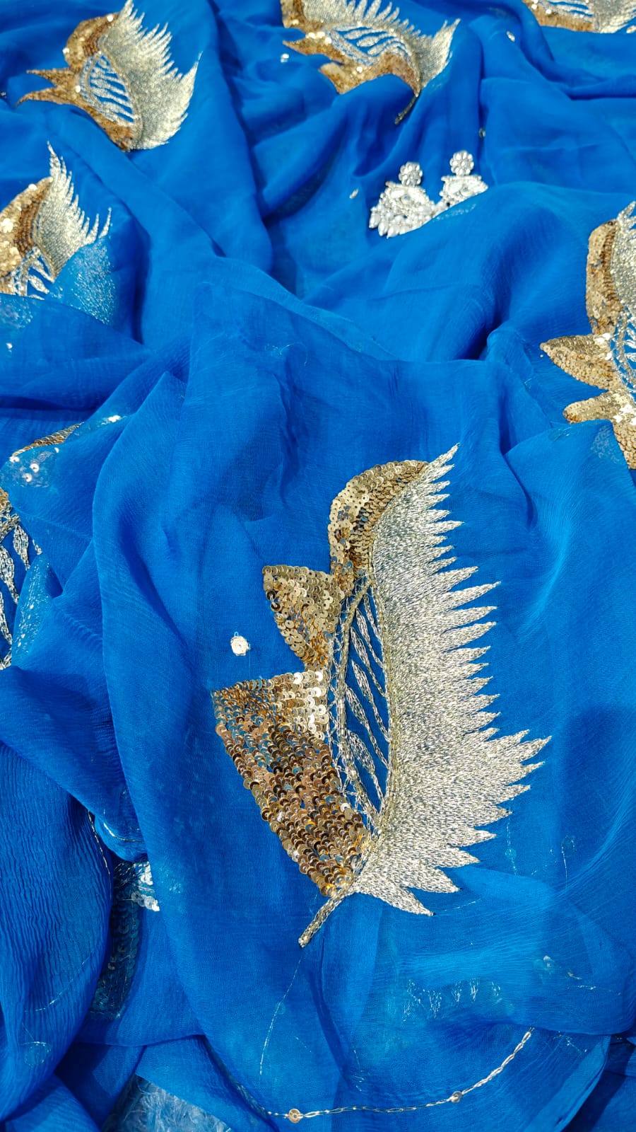 Pure Diamond Chiffon Saree With  Blouse