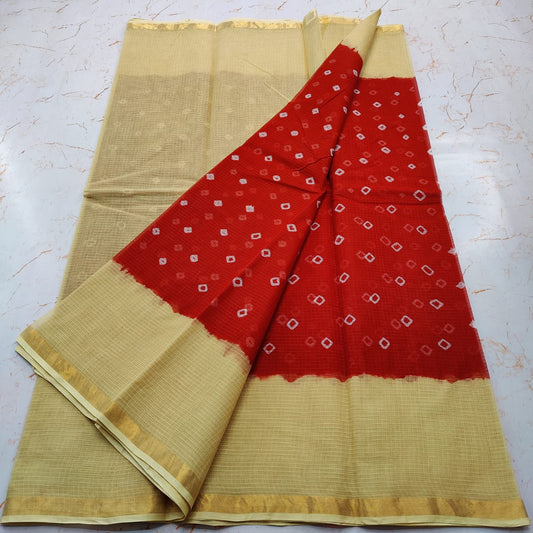 Pure Kota Cotton Bandhej Printed Saree With  blouse