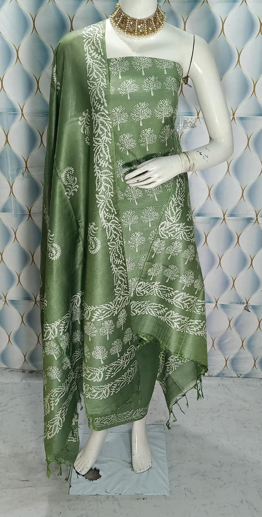 Cotton slub discharge print  Unstitched Suit