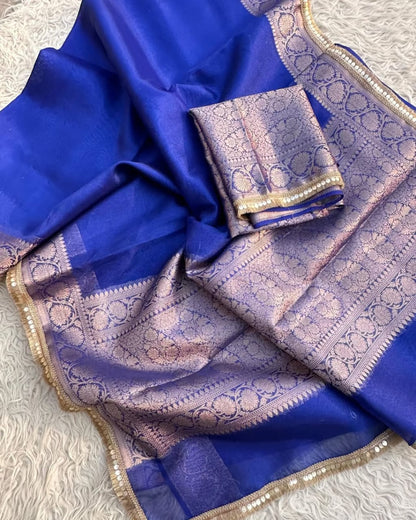 Banarasi Tissue Silk Saree With lace work border