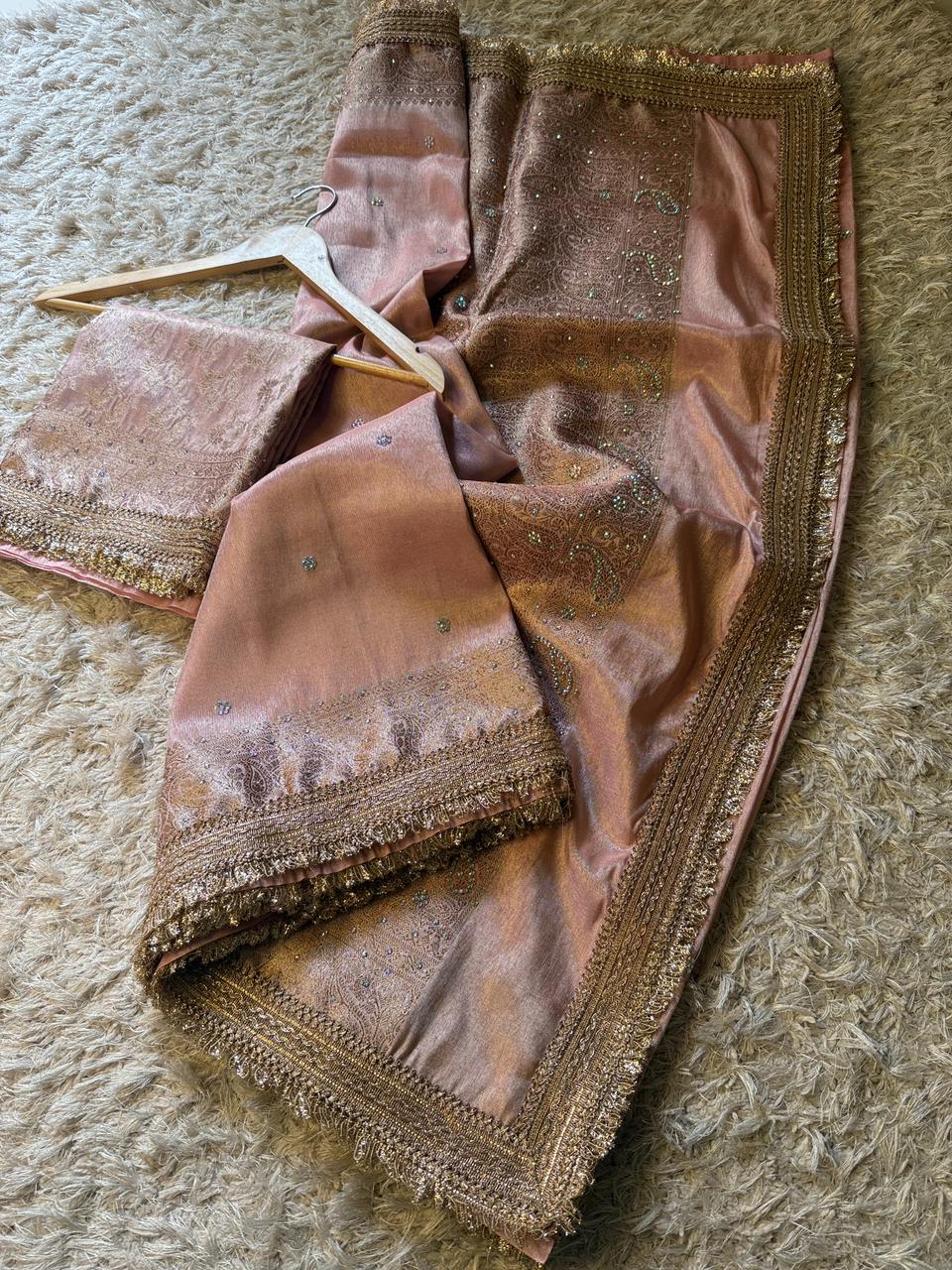 Banarasi Tissue Silk Saree With lace work border