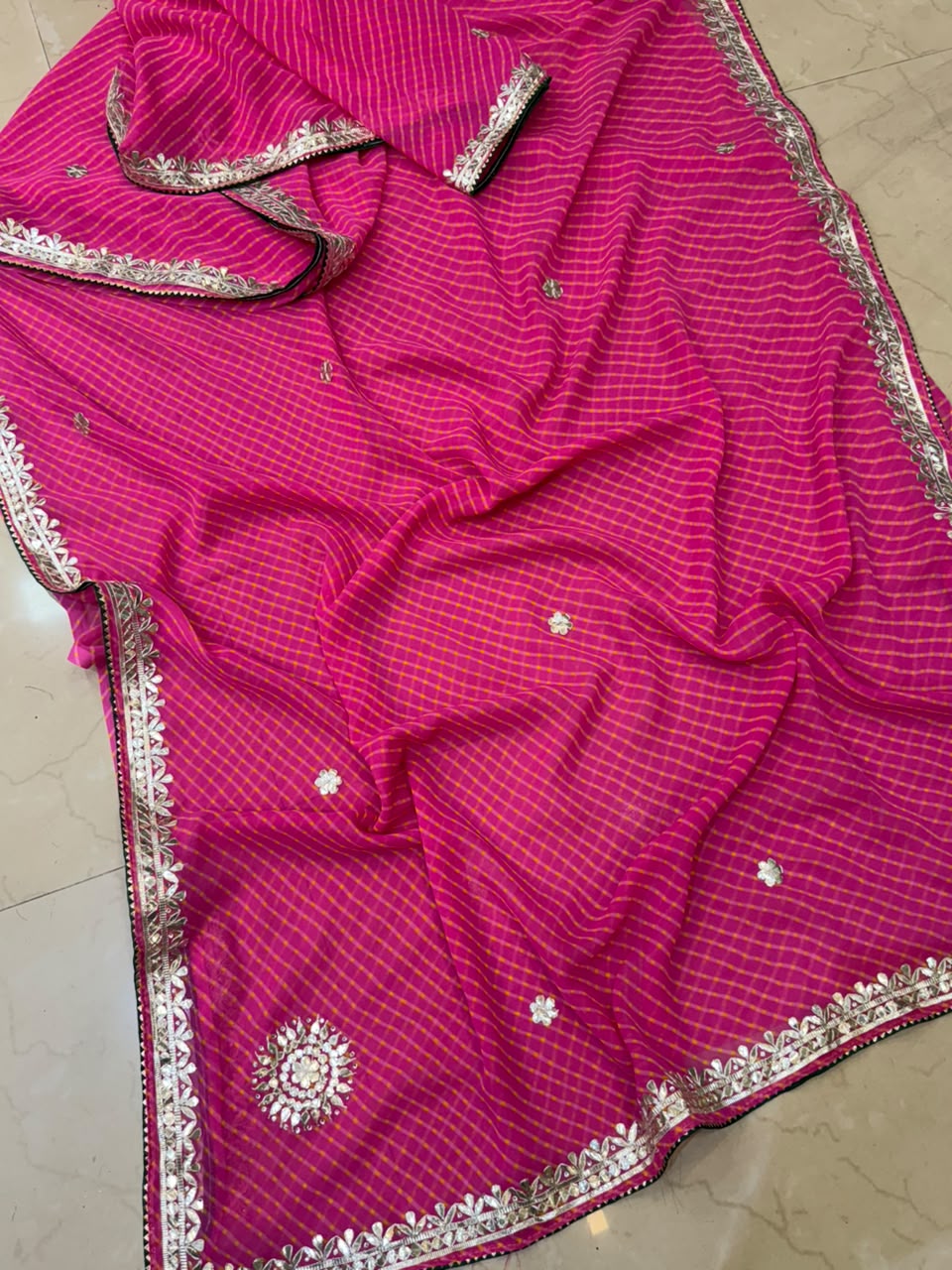 Georgette Gota Patti Work  Saree With Blouse