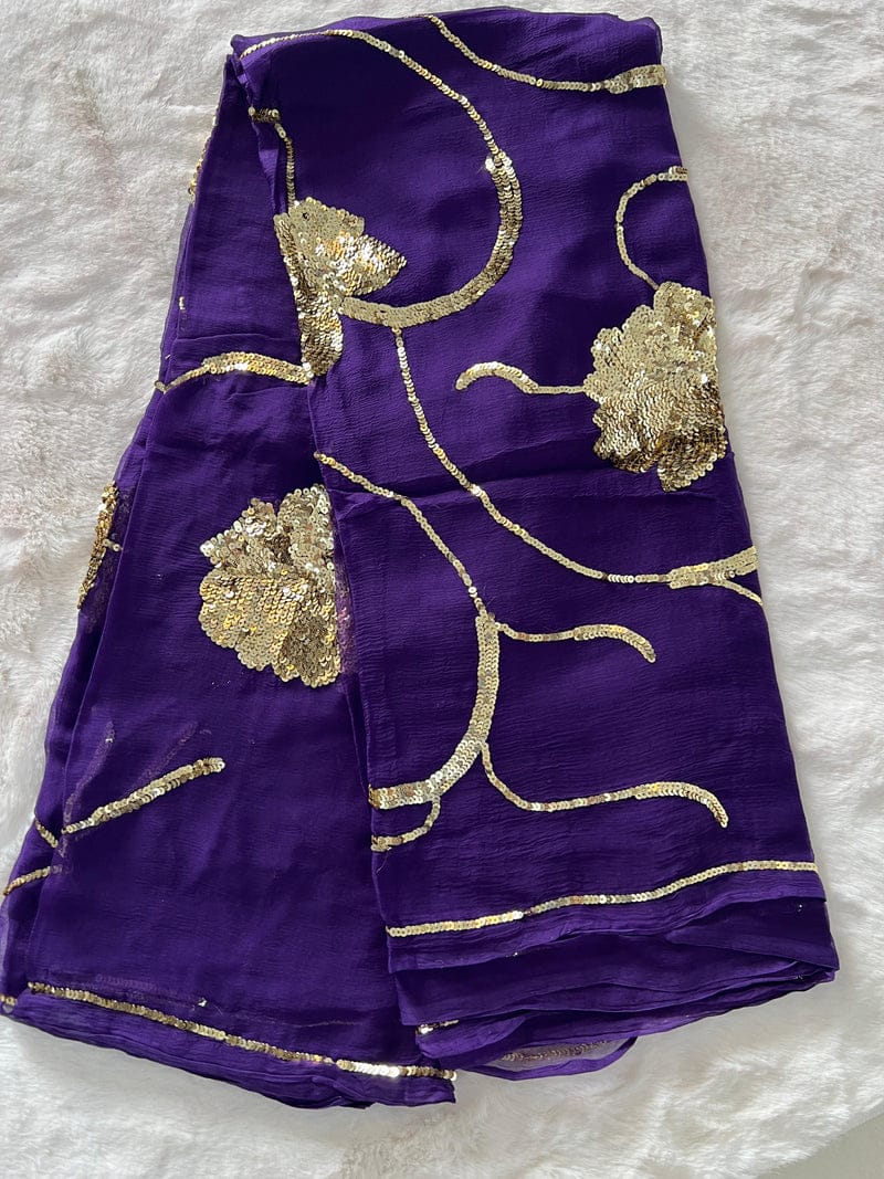 Pure Jaipuri Chiffon Jaal Work Saree With Blouse