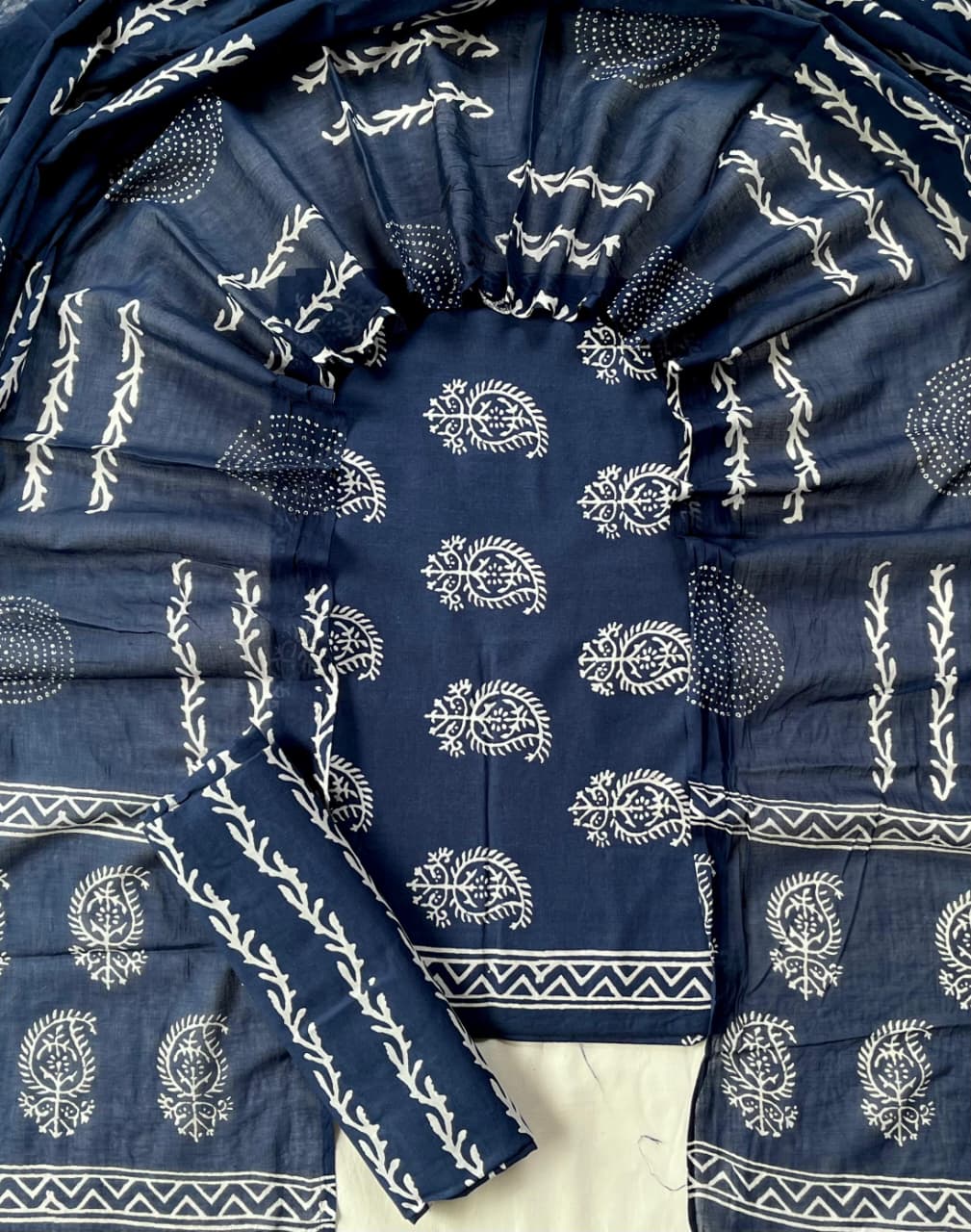 Exclusive new hand block printed cotton suits with cotton duptta