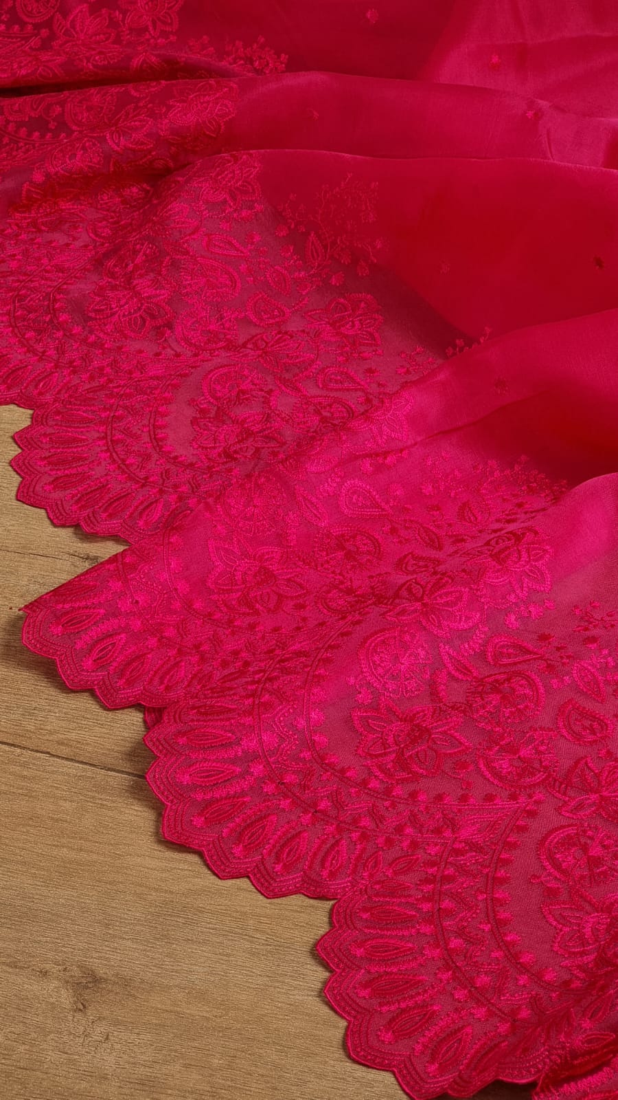 Pure organza silk embroidery  work  saree with heavy blouse
