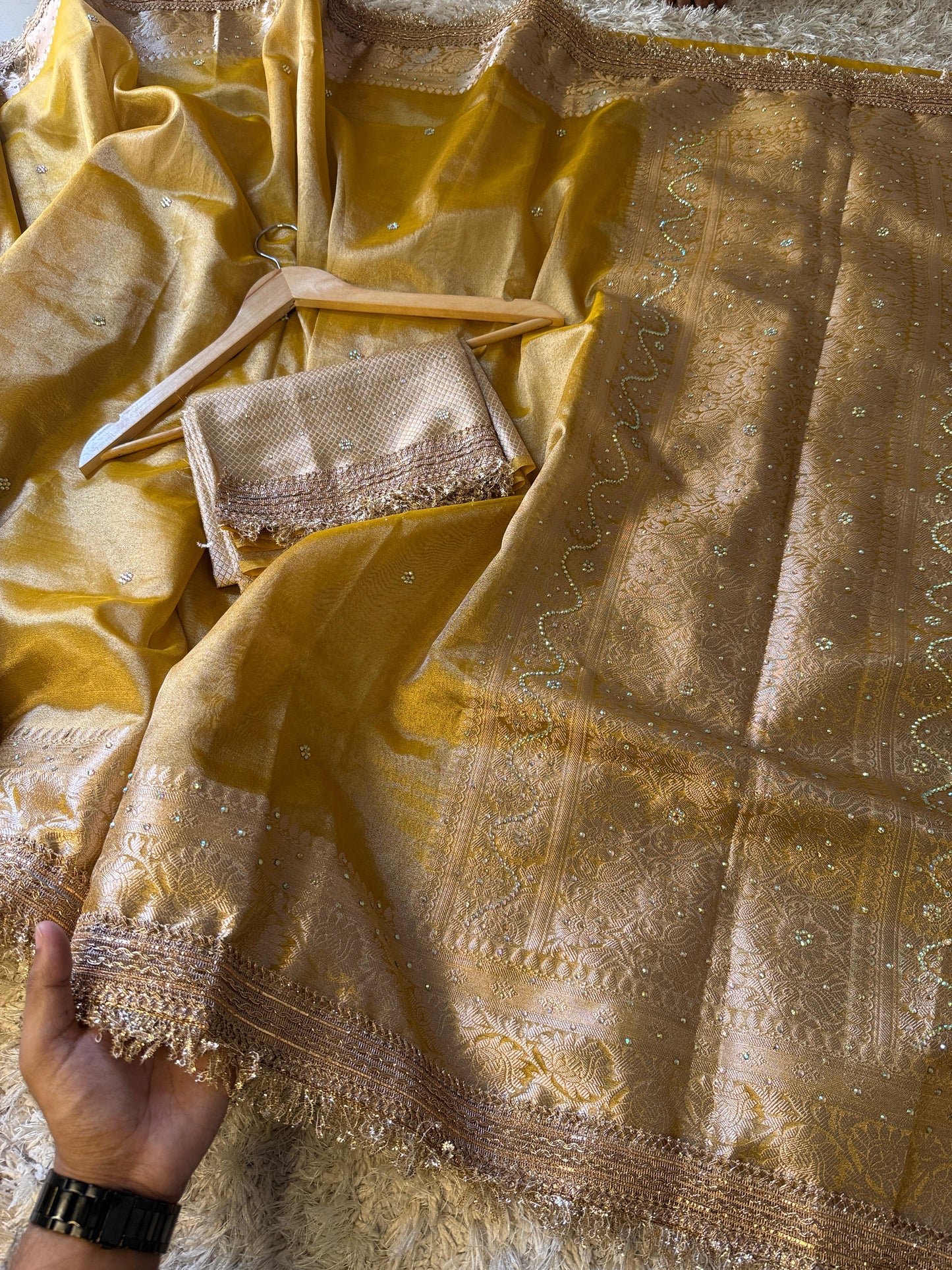 Banarasi Tissue Silk Saree With lace work border