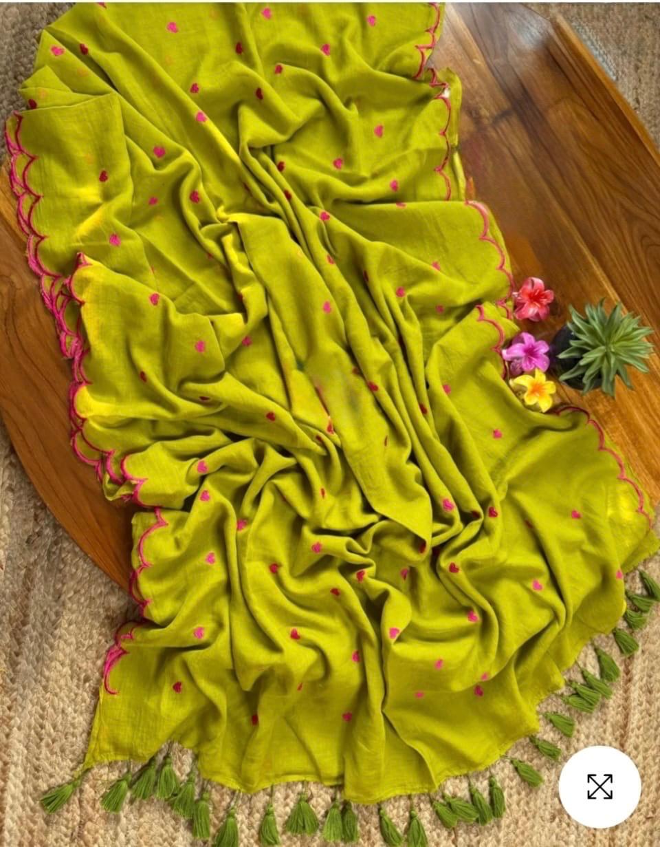 Beautiful Cotton Mulmul  Saree