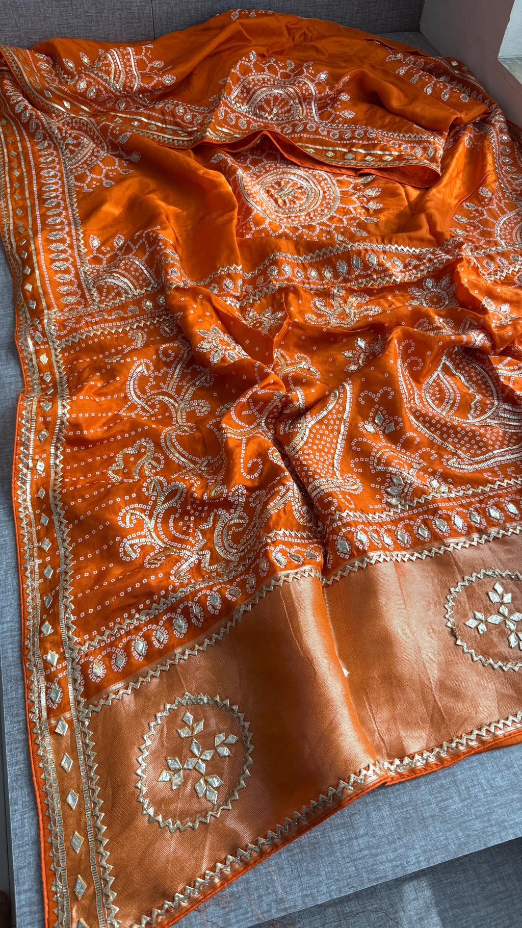 Pure Munga Silk Gotta Patti Work Saree With Blouse