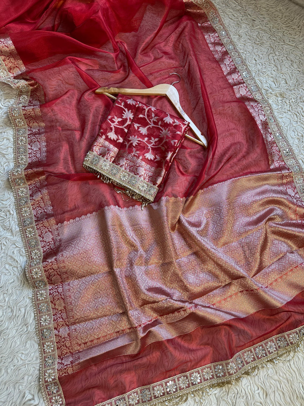 Banarasi Tissue Soft Silk  Saree With  Blouse