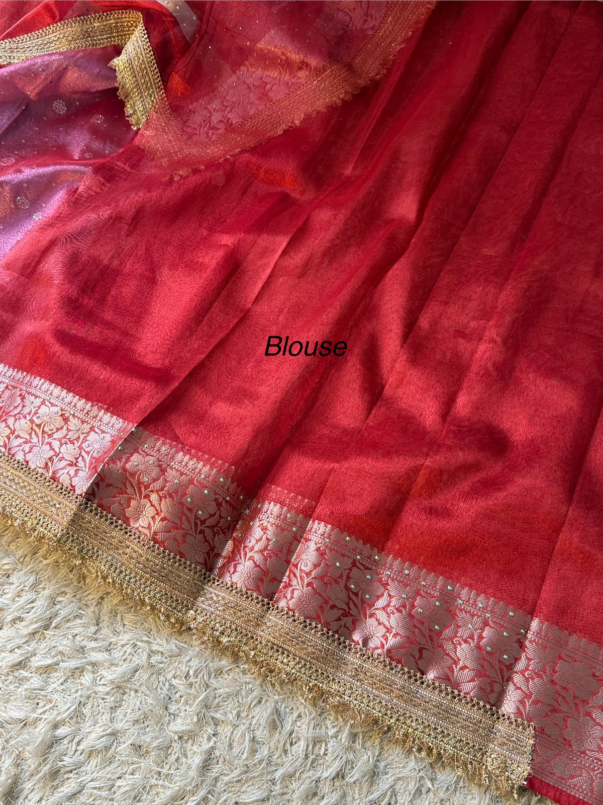 Banarasi Tissue Silk Saree With lace work border