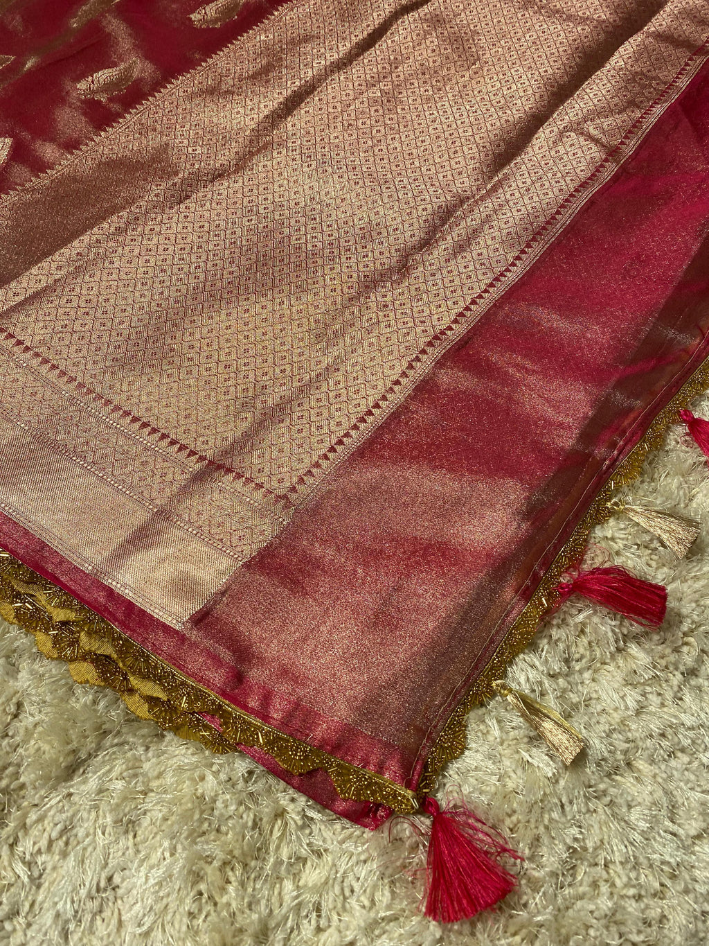 Banarasi tissue soft silk saree  with lace work
