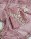Organza Hand Work Unstitched Suit