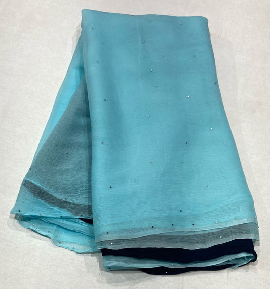 Pure jaipuri chiffon saree with beautiful mukaish work
