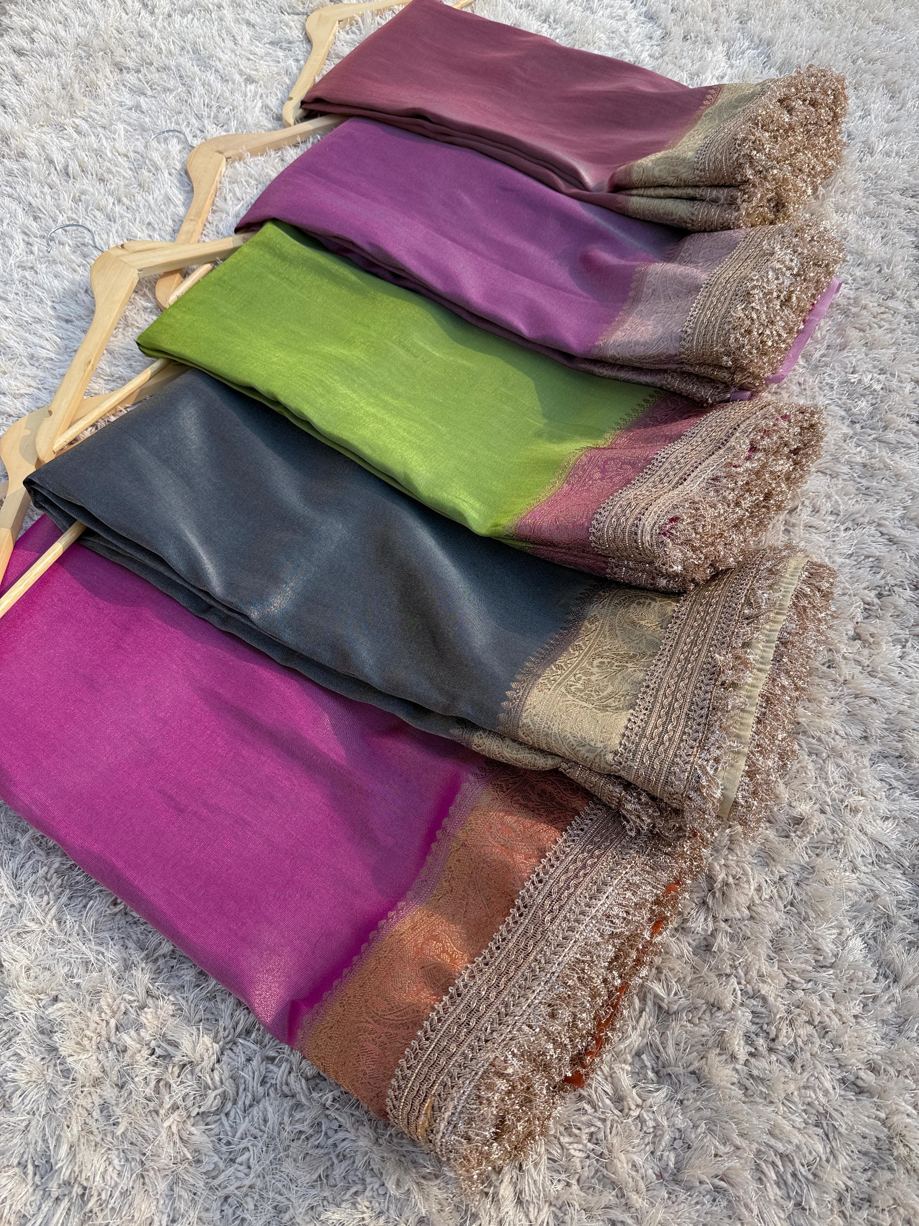 Banarasi Tissue Silk Saree With lace work border