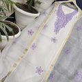 Pure Kota-Doria Unstitched Suit with Embroidery Work