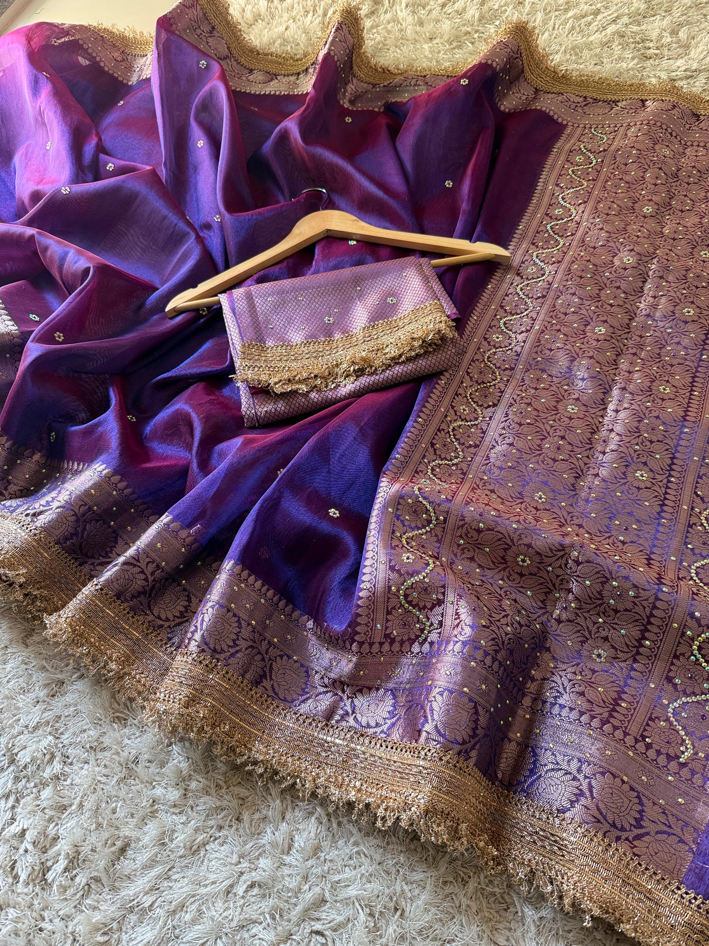 Banarasi Tissue Silk Saree With lace work border