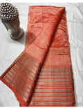 Pure Cotton Silk Mangalagiri Saree With Running Blouse .