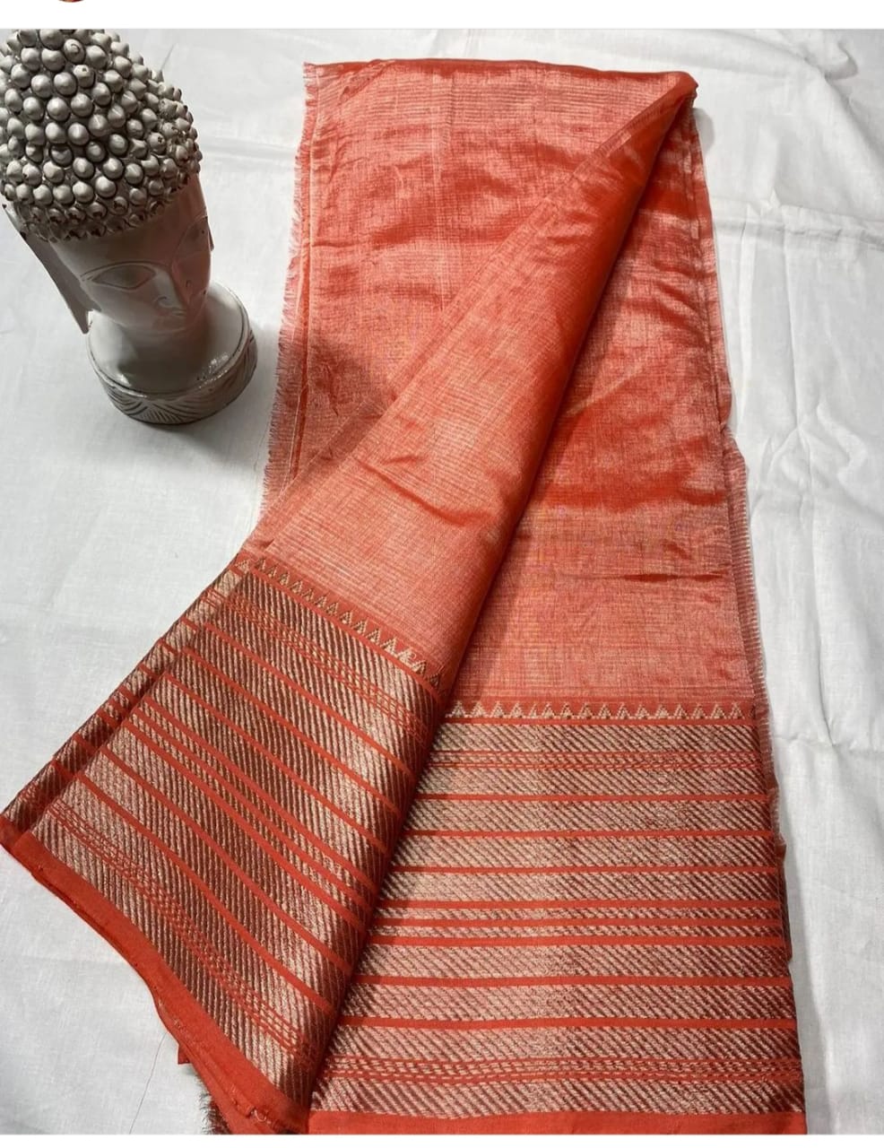 Pure Cotton Silk Mangalagiri Saree With Running Blouse .