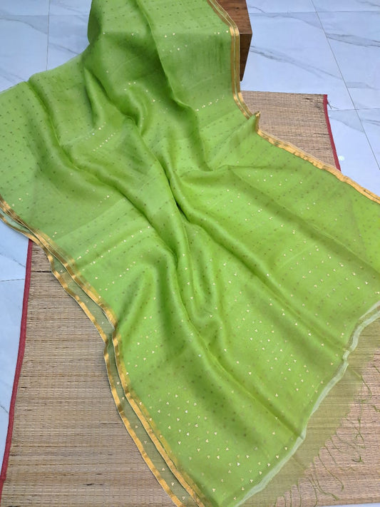 Bengal Handloom Pure Muslin Silk Saree With ( Silk Mark Certified)