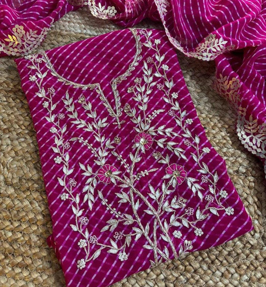 Pure Georgette Gota patti work Unstitched Suit