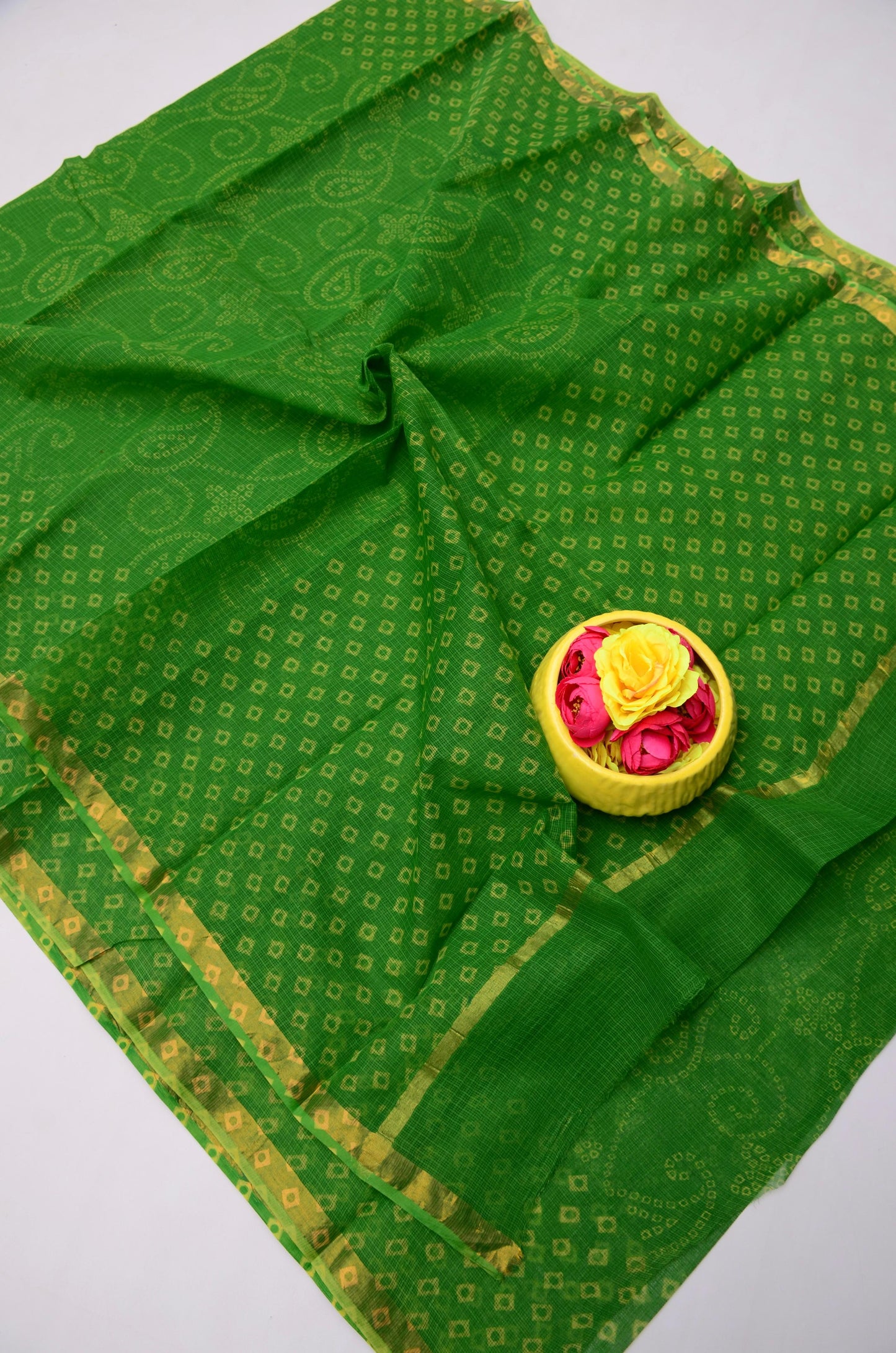 Pure Cotton Kota Doria Kalam Kari Floral Print Sarees