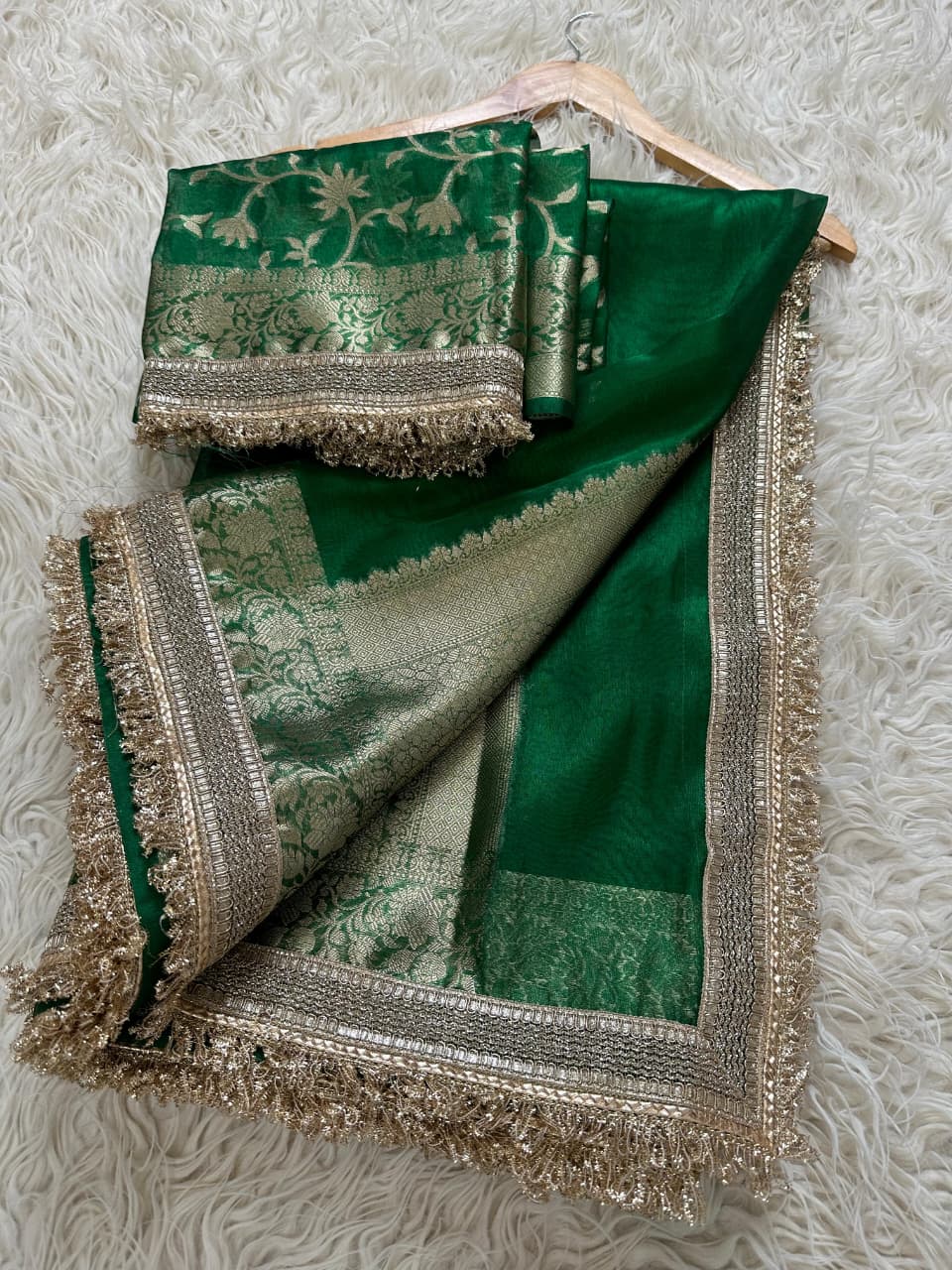 Banarasi Tissue Silk Saree With lace work border