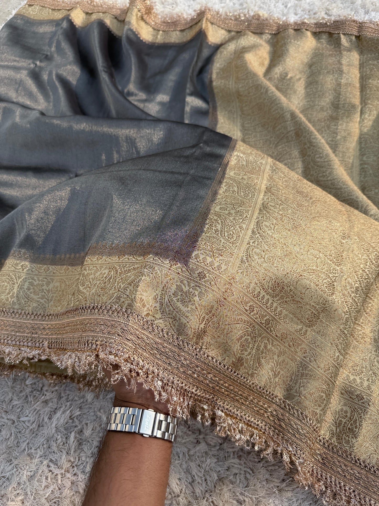 Banarasi Tissue Silk Saree With lace work border