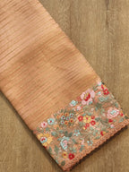 Pure Organza Silk  floral Embroidery Saree with velvet lace and heavy blouse