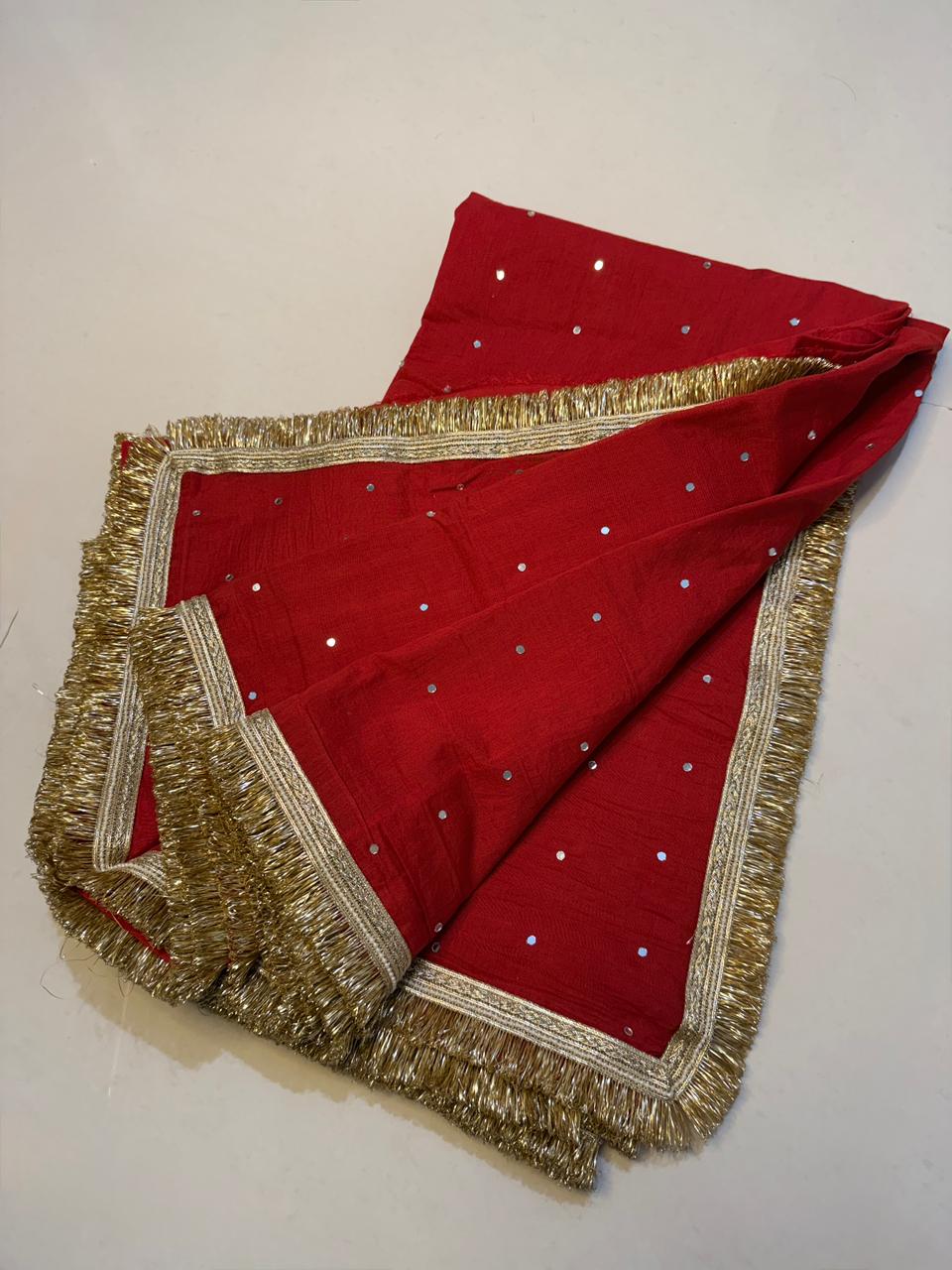 Designer Katan Cotton Banarasi Handwork Mirror and Lace Work Saree