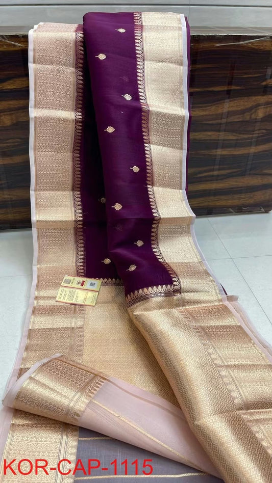 Banarasi Semi Kora Organza Dyeable Silk Saree