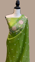 Banarasi Soft Kora Organza Embroidery  Work Saree