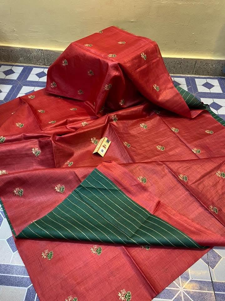 Katan Silk Embroidery With Blouse