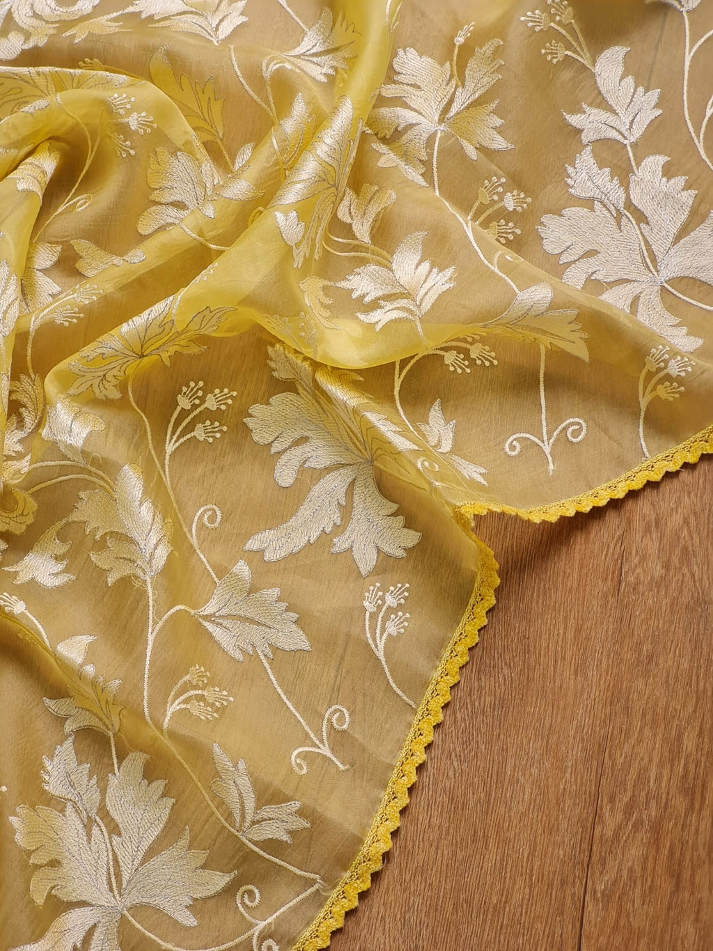 Pure organza silk chikankari work  saree with heavy blouse