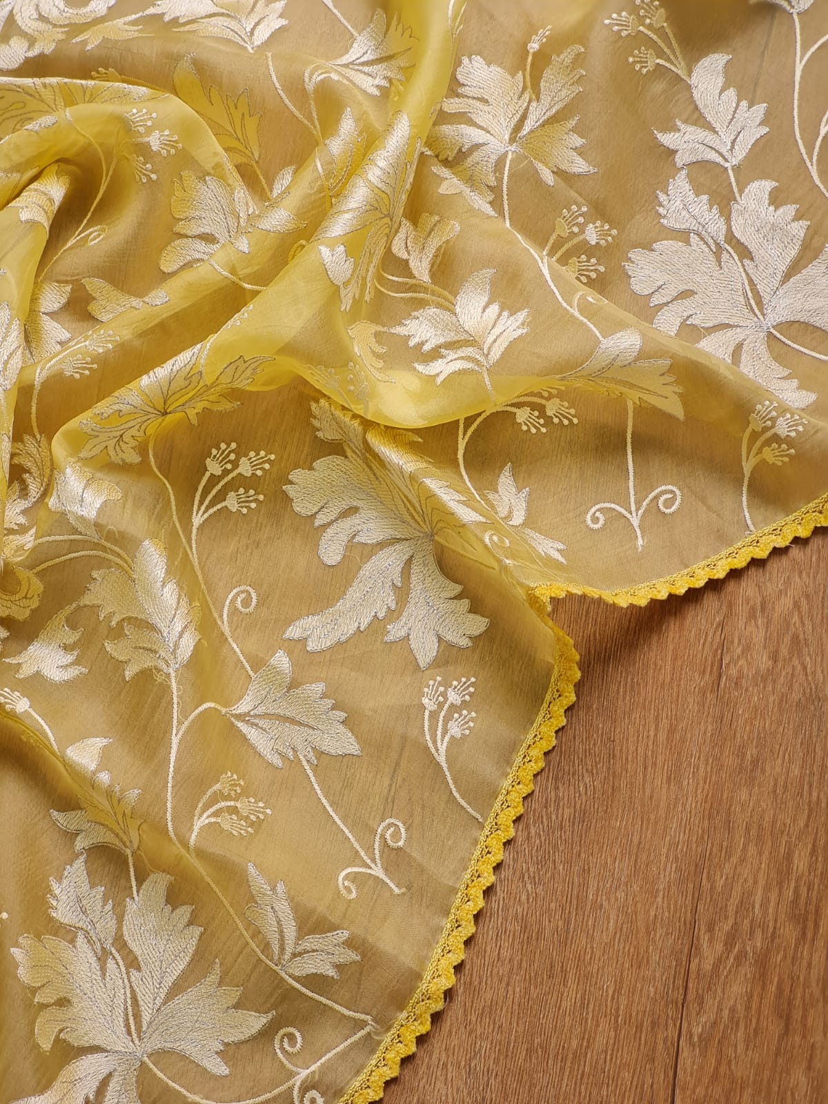 Pure organza silk chikankari work  saree with heavy blouse