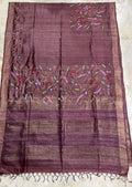 Pure Desi Tussar By Tussar Silk Embroidery Work Saree With Running Blouse
