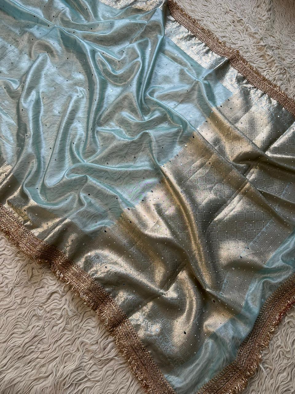 Banarasi Tissue Silk Saree With Mirror Work Saree