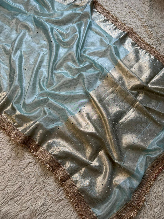 Banarasi Tissue Silk Saree With Mirror Work Saree