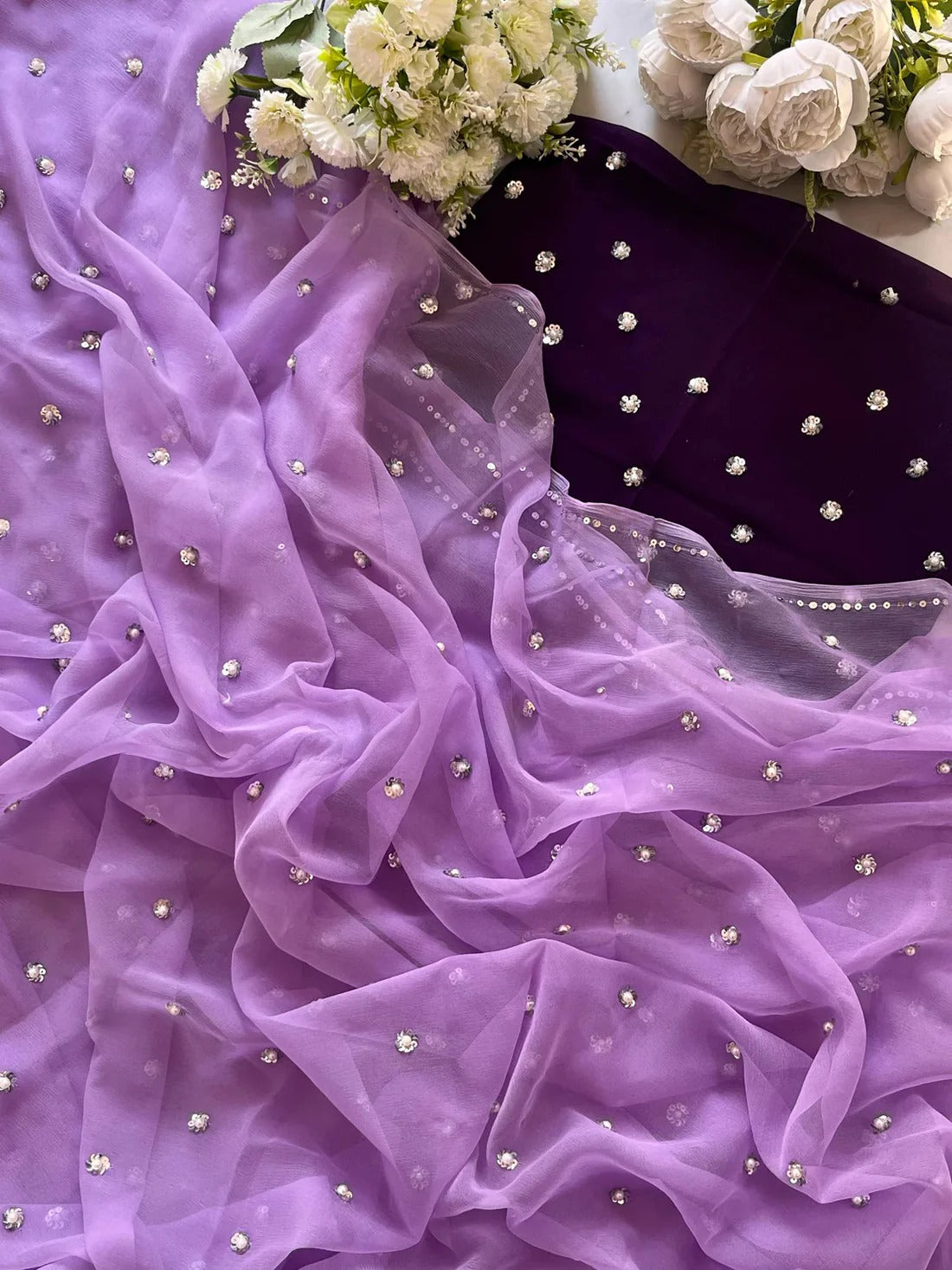 Pure Jaipuri Chiffon Saree