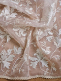 Pure organza silk chikankari work  saree with heavy blouse