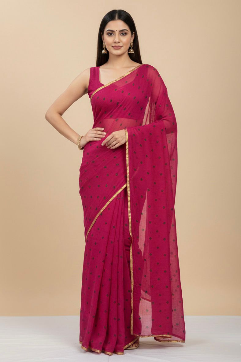 Pure Jaipuri Chiffon Saree
