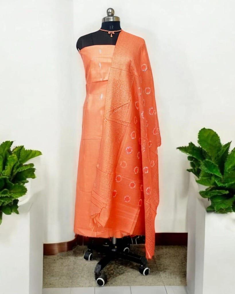 Bhagalpuri Katan Silk 3PC Unstitched Suit